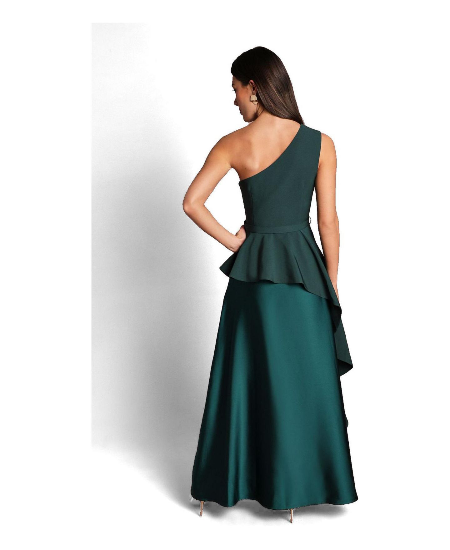 Женское платье Coast One-Shoulder Satin Maxi, цвет: Изумрудный — фото 3