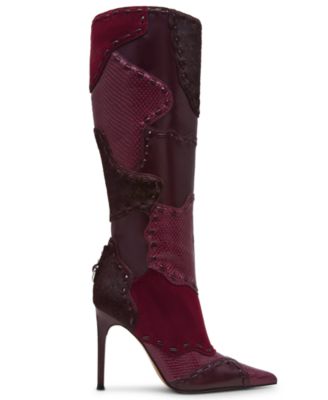womens burgundy dress boots Steve Madden Women's Revive Studded Knee-High Novelty - Multi Beige Dresses – Club neckline:square 2cm variance between sizes Size:L / UK10-12