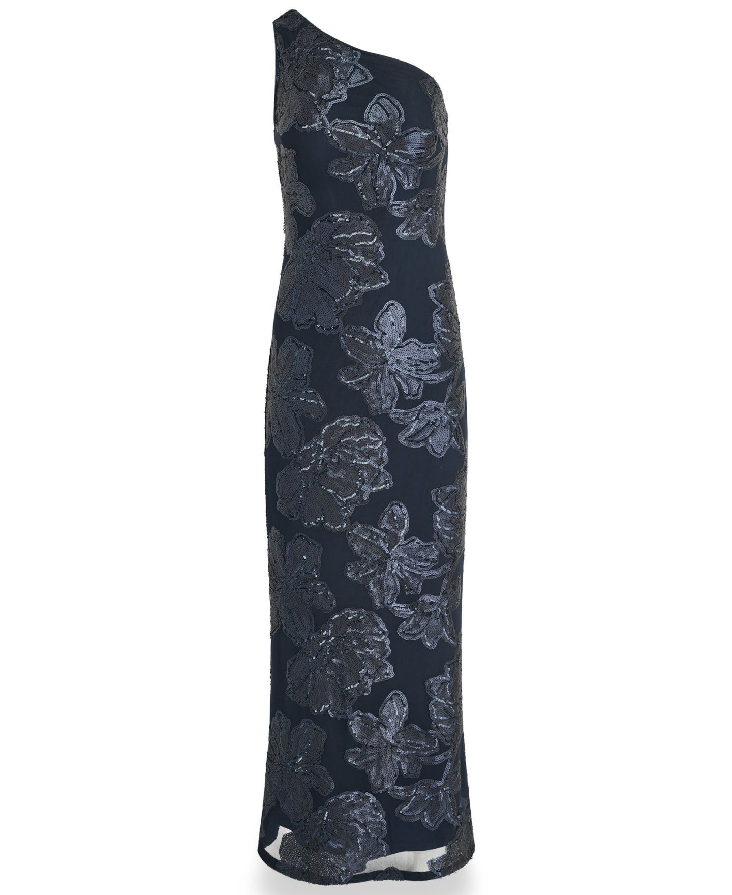Женское платье Donna Karan New York One-Shoulder Floral-Sequin Gown, цвет: Nightfall — фото 5
