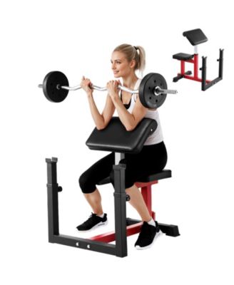 Preacher Curl Bench Adjustable Home Gym Biceps Machine Barbell Equipment