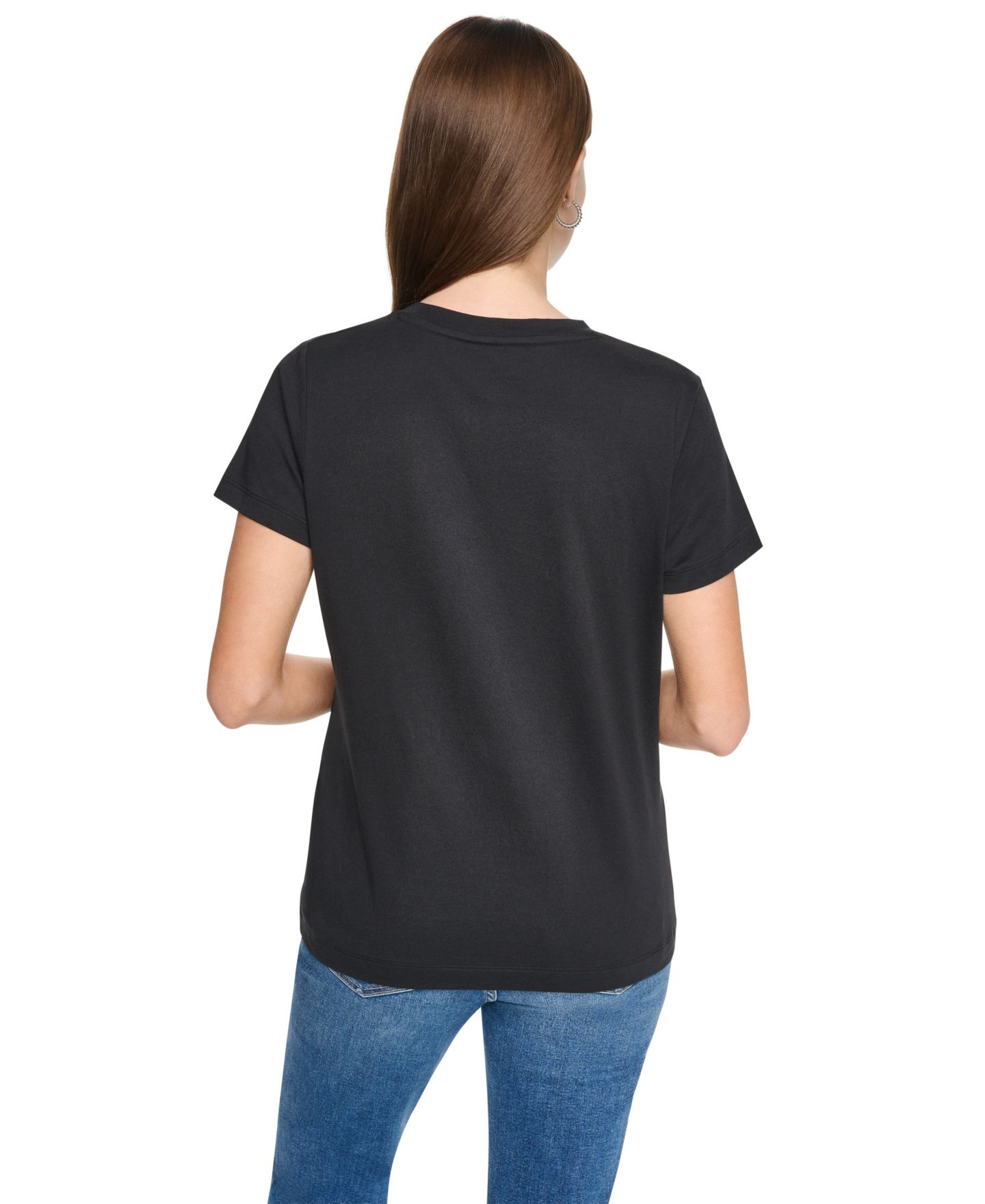 Женская футболка DKNY Jeans Flocked Logo Crewneck, цвет: Чёрный — фото 5