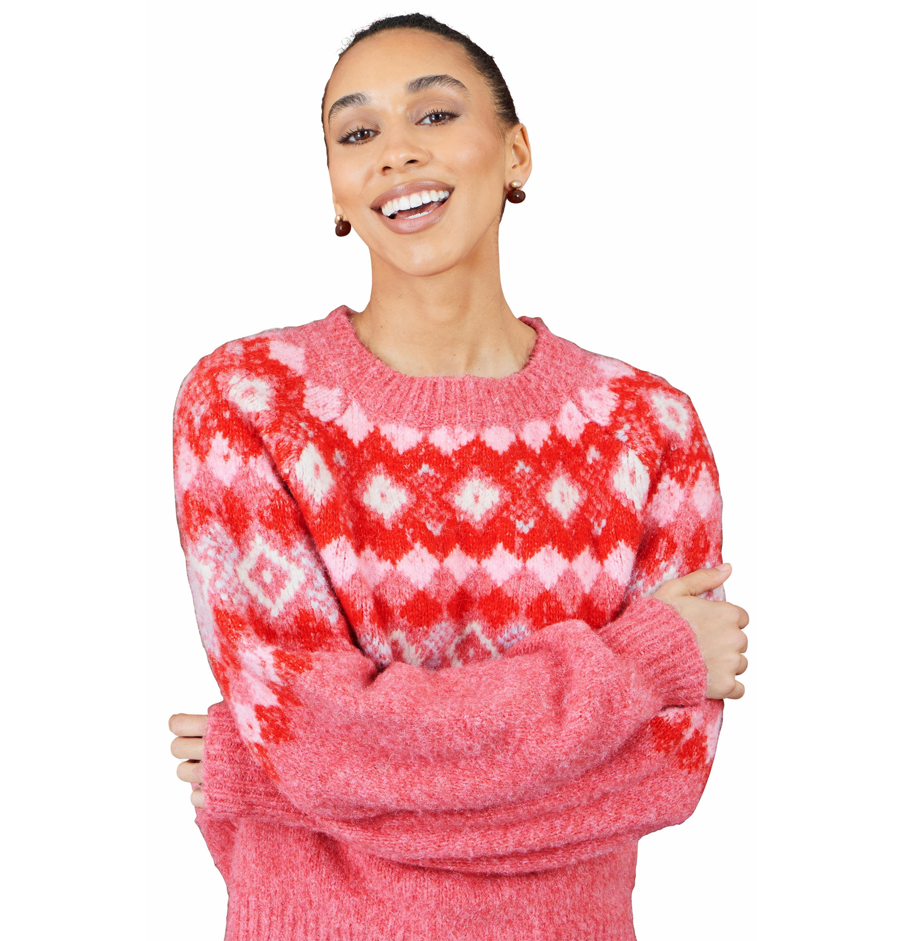 Yumi Women's Fairisle Wool Blend Relaxed Jumper