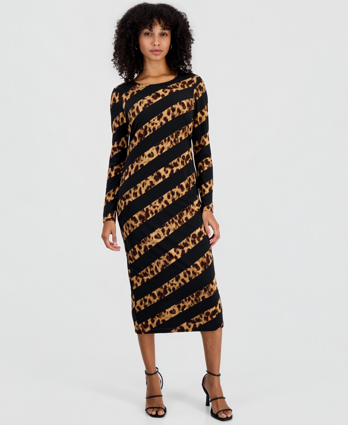 Sam Edelman Women's Leopard-Print Long-Sleeve Midi Dress