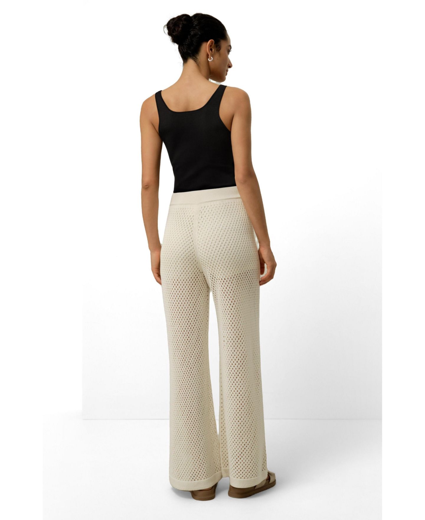 Женские брюки LILYSILK Toscana Wide-Leg Pull-On Pointelle, цвет: Белый — фото 3