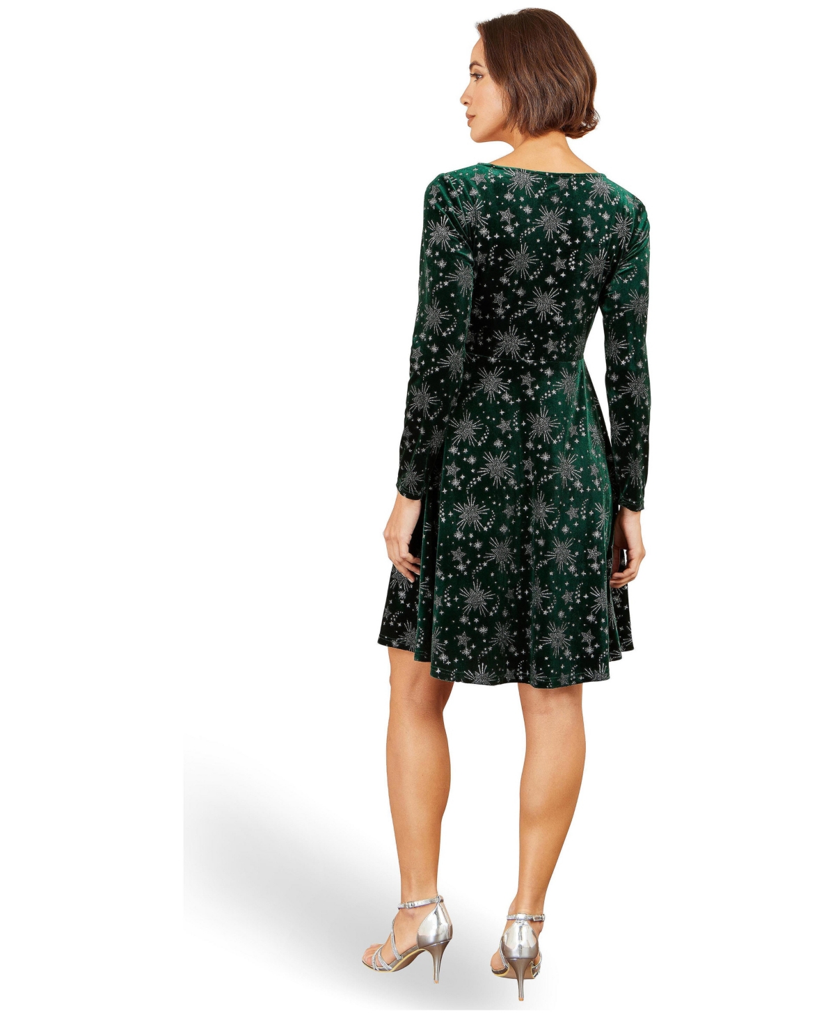 Yumi Women's Starburst Square Neck Fit & Flare Constellation-Print Dress