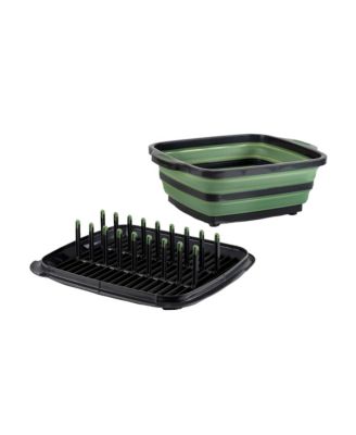 Collapsible Camping Dish Rack Set Travel Sink Drying Kit For 4 Person Outdoor Kitchen