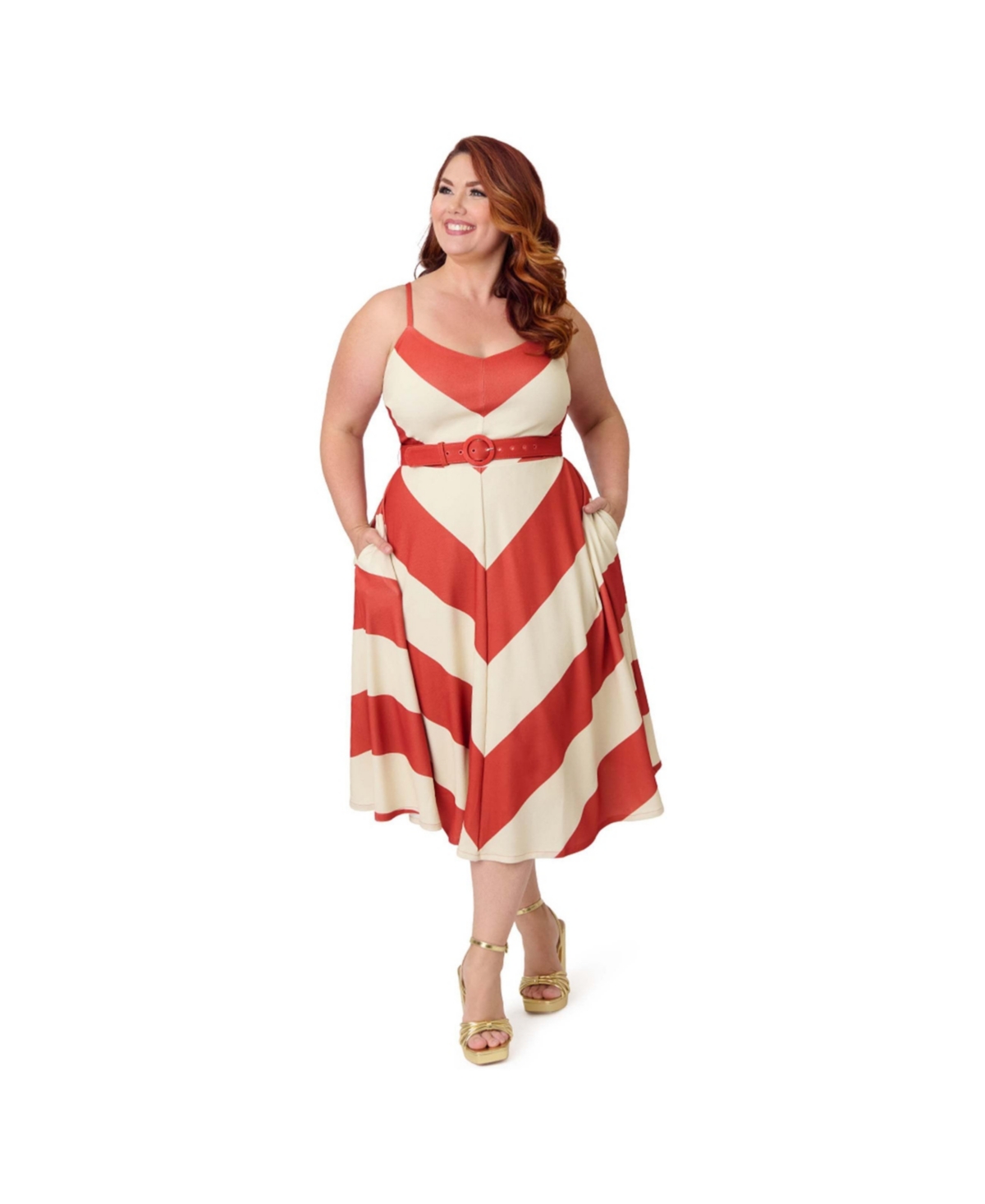 Smak Parlour Plus Size 1970s Chevron Midi Dress - Blue star print