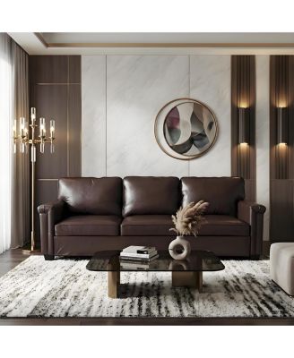 87.8 inch 3 Seater, Modern Faux Leather with 22 inch Deep Seat, Wide Square Arms, Firm Cushions, Heavy Duty Frame, Easy to Clean for Apartment