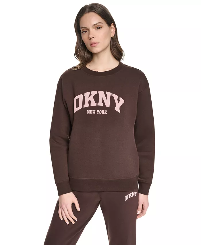 Women's Varsity Puff Logo Crewneck Long-Sleeve Cotton-Blend Fleece Sweatshirt
