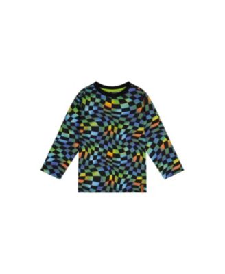 Big Boys 6-12 Cotton Long Sleeve T-Shirt Checkered Print