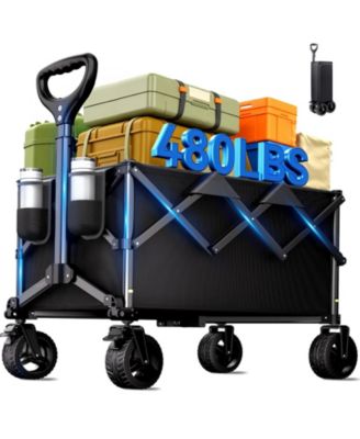 Collapsible Wagon Cart All-Terrain Wheels Adjustable Handle 480LBS