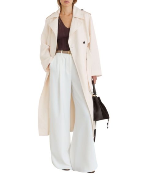 Женские куртки REISS Women's Charli Linen-Blend Double-Breasted Trench Coat