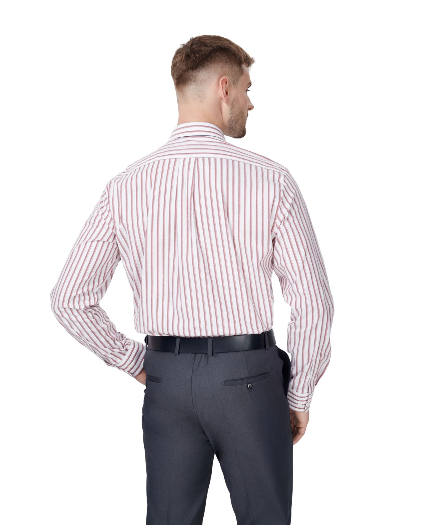 Мужская рубашка Club Room Regular-Fit Harry Stripe Dress Shirt, цвет: Кирпичный рубиновый — фото 6