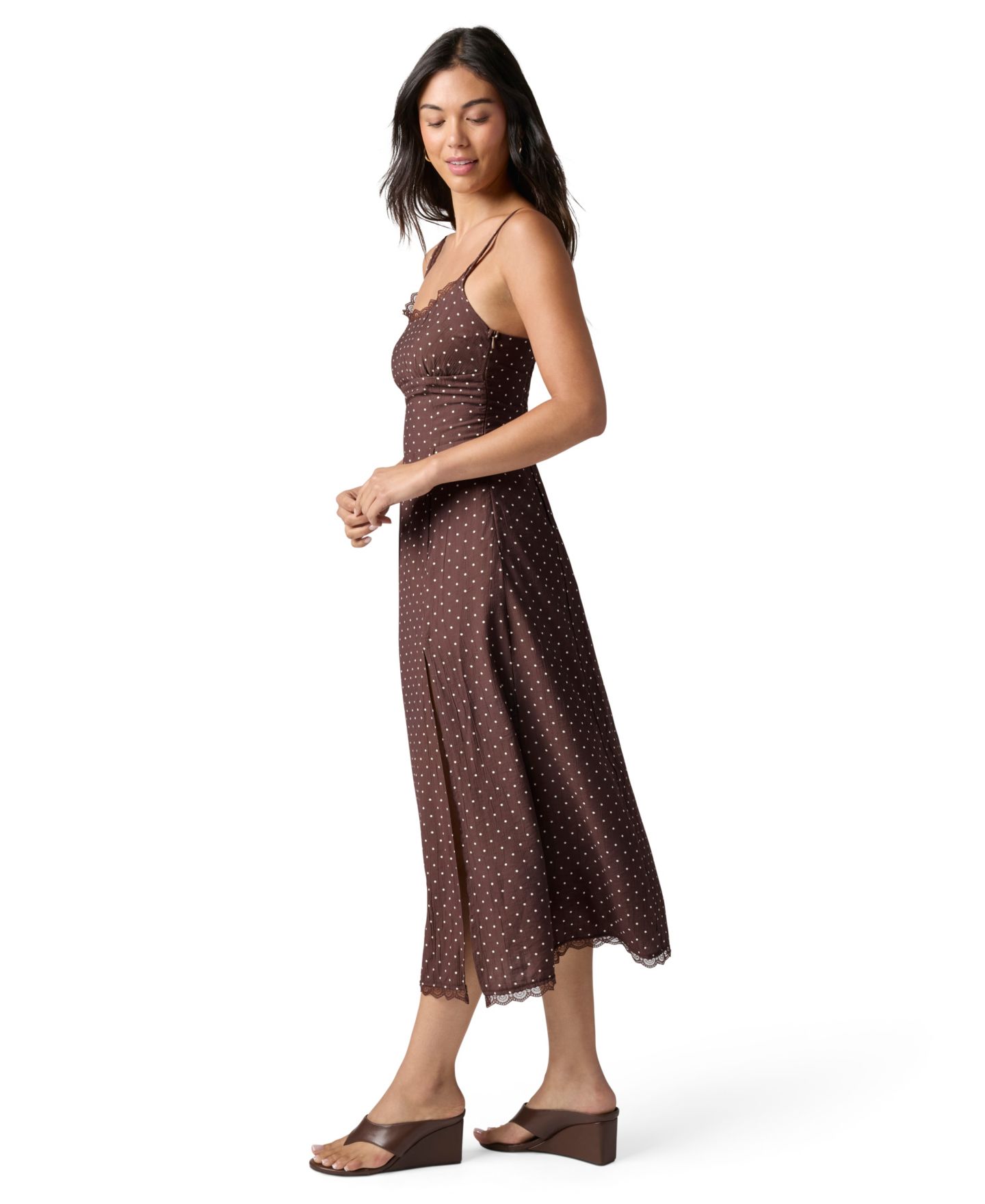 Женское платье FLORENCE BY MILLS Junior's Scoop Neck Midi Slip, цвет: Коричневый — фото 3