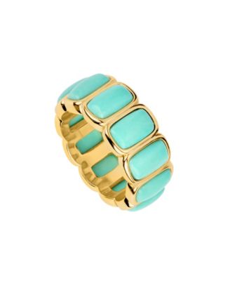 Gold-Plated Howlite Turquoise Rectangle Bezel Ring