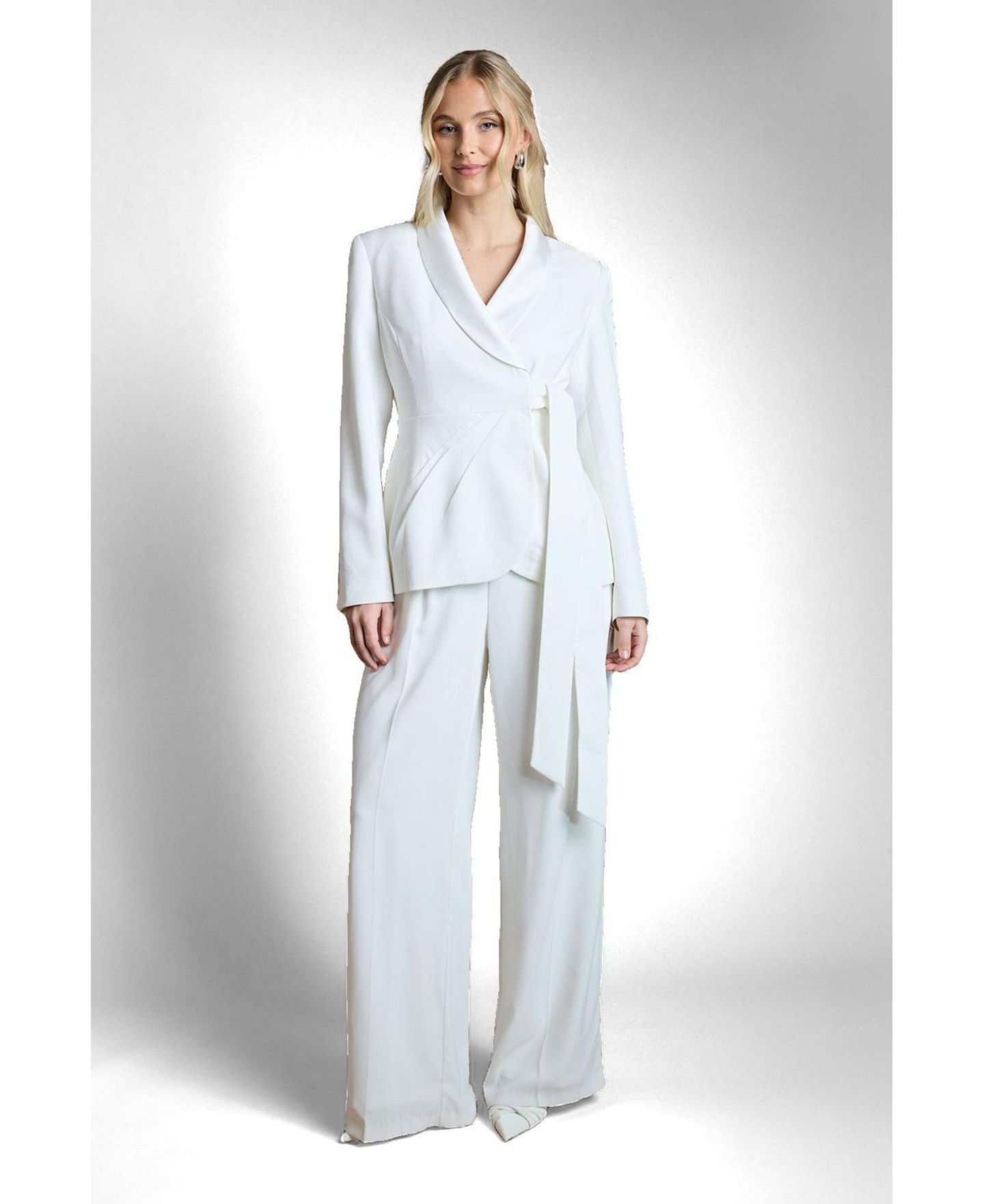 Женский пиджак Coast Bridal Satin Wrap-Front Blazer, цвет: Слоновая кость — фото 2