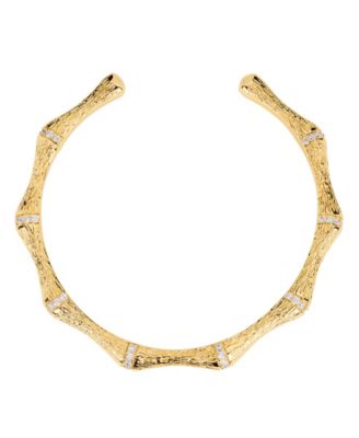 Gold-Plated Cubic Zirconia Cuff Bracelet