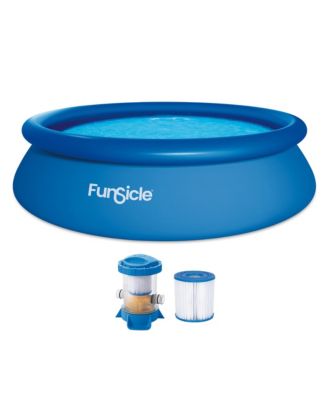 10' x 30" QuickSet Inflatable Ring Top Outdoor Above Ground Pool w/Pump
