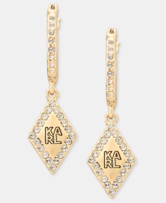 Pav&eacute; Logo Charm Hoop Earrings 
