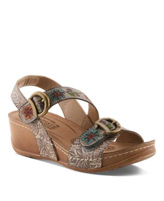Women's Spring Step Gottaget Wedge Sandal with Hand-Painted Vamp