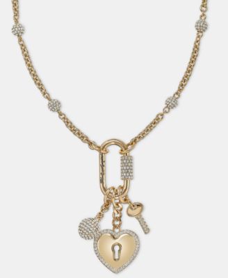 Pav&eacute; Multi-Charm Carabiner Lariat Necklace, 16" + 3" extender