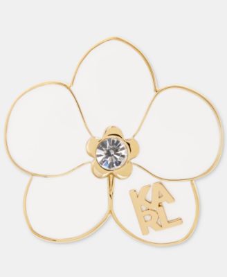 Crystal & Logo Orchid Statement Pin 