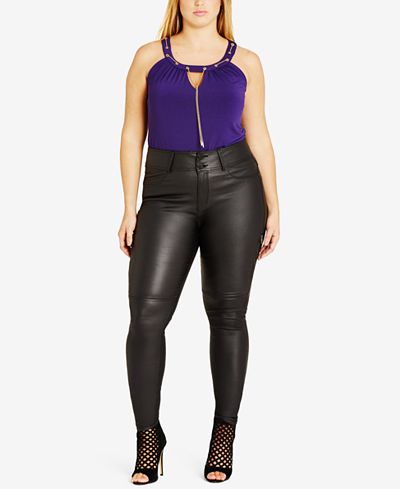 City Chic Trendy Plus Size Faux-Leather Skinny Pants