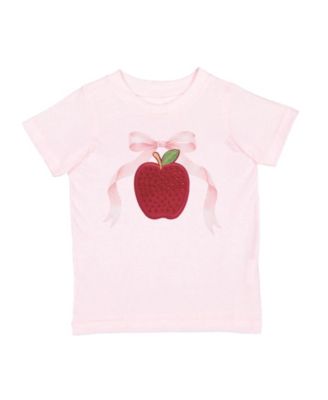 Toddler Girls Apple Rhinestone Patch Short Sleeve T-Shirt
