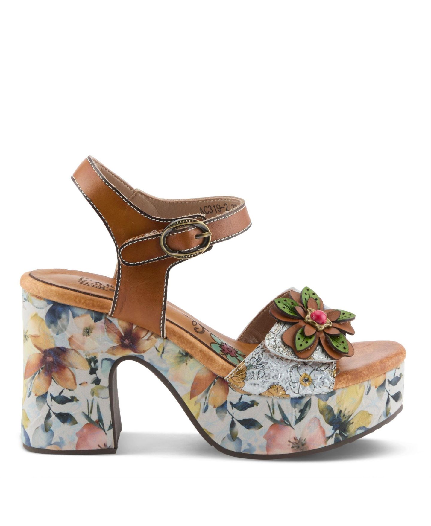 Женские сандалии L'Artiste Felis Platform with Hand-Painted Vamp, цвет: Верблюжий разноцветный — фото 5