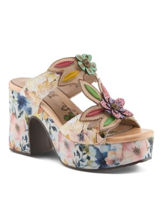 Women's Balloffire Platform Slide with Floral Leather