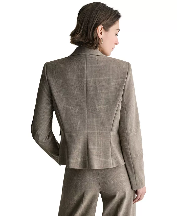 Women's Plaid One Button Blazer - thumbnail 8