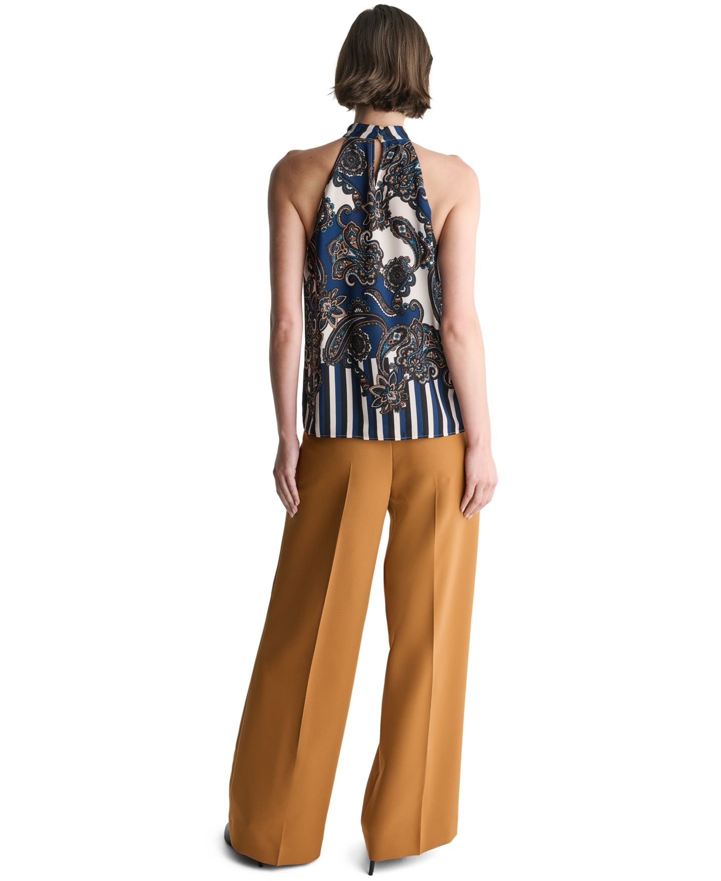Женская блузка BCBG Halter Sleeveless Print, цвет: Чёрный разноцветный — фото 6