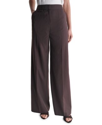 Women's Pinstripe High-Waist Wide-Leg Pants