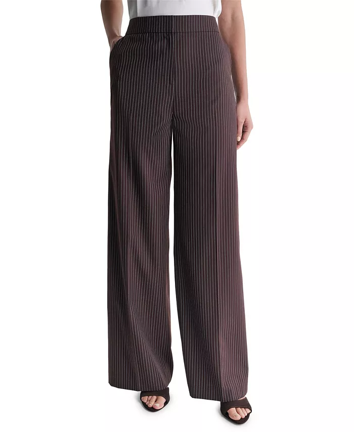 Women's Pinstripe High-Waist Wide-Leg Pants