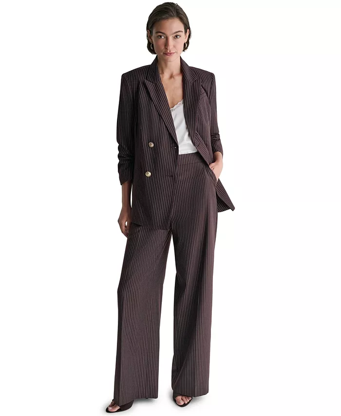 Women's Double-Breasted Pinstripe Blazer - thumbnail 2