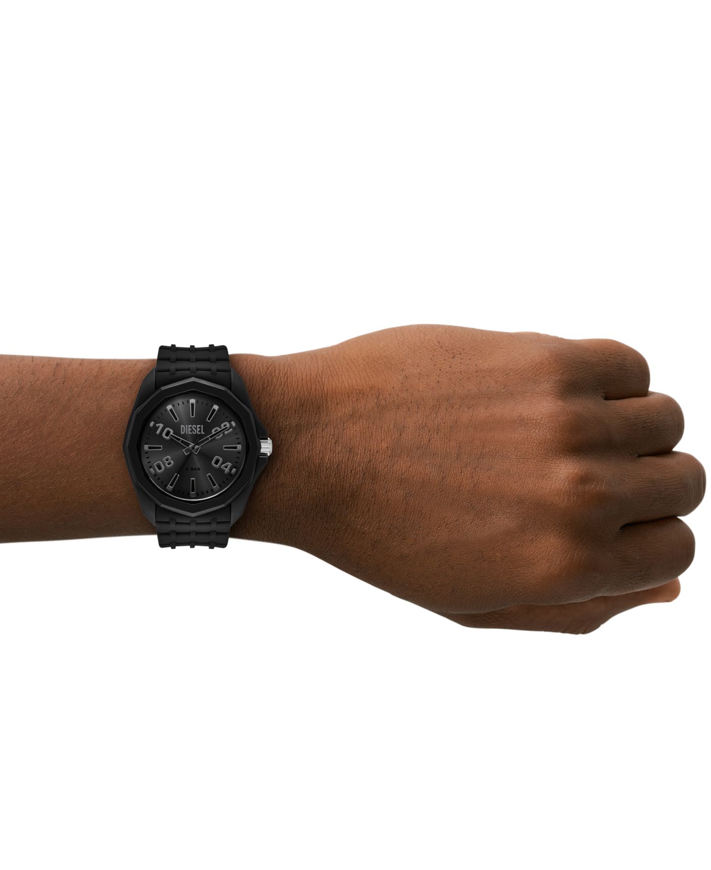 Мужские часы Diesel Stinger Three-Hand Quartz Black Silicone Watch 45mm — фото 4