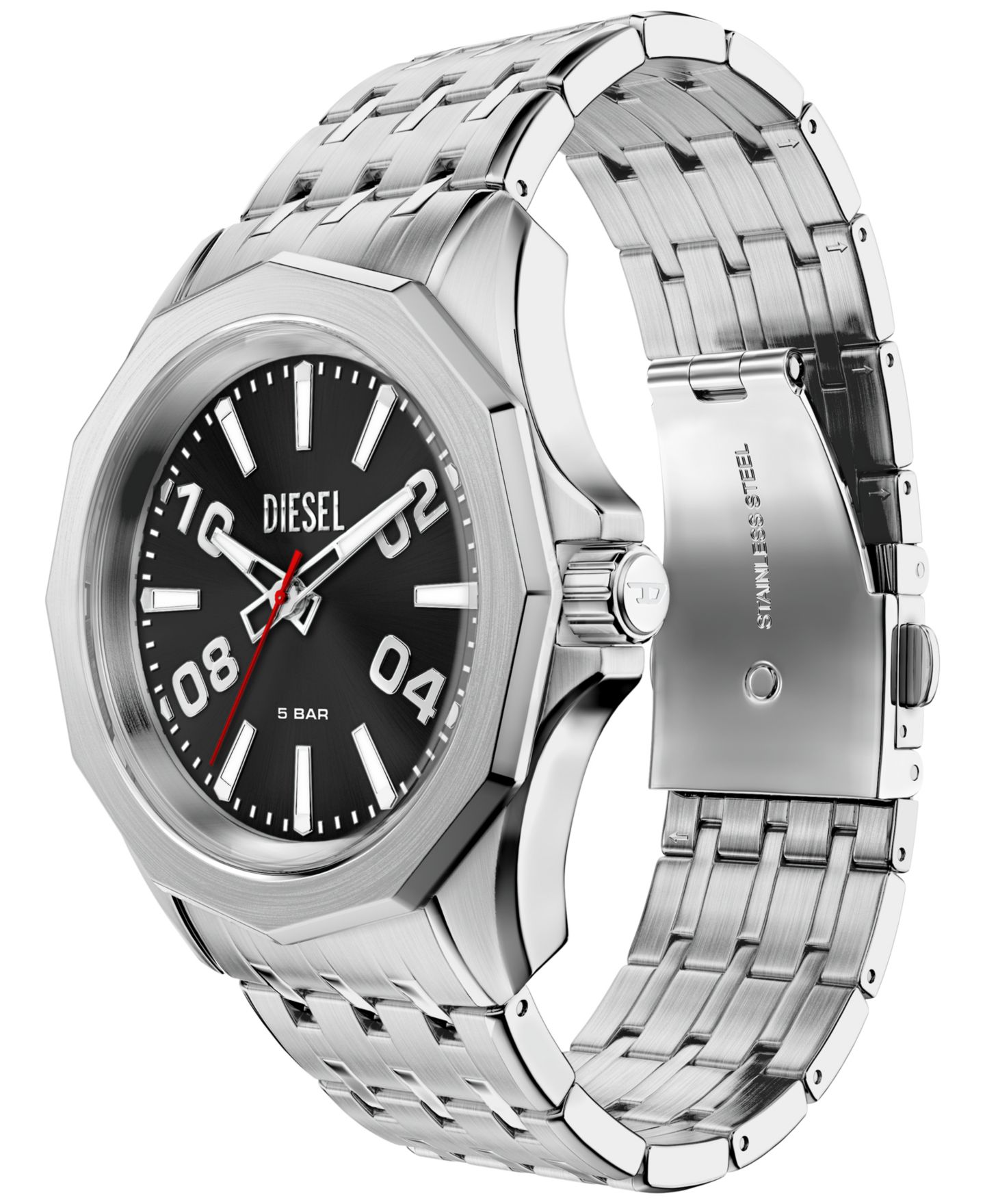 Мужские часы Diesel Stinger Three-Hand Quartz Silver Stainless Steel Watch 44mm — фото 5