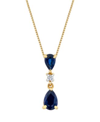 Sapphire (5/6 ct. t.w.) & Diamond Accent Pendant Necklace in 10k Yellow Gold