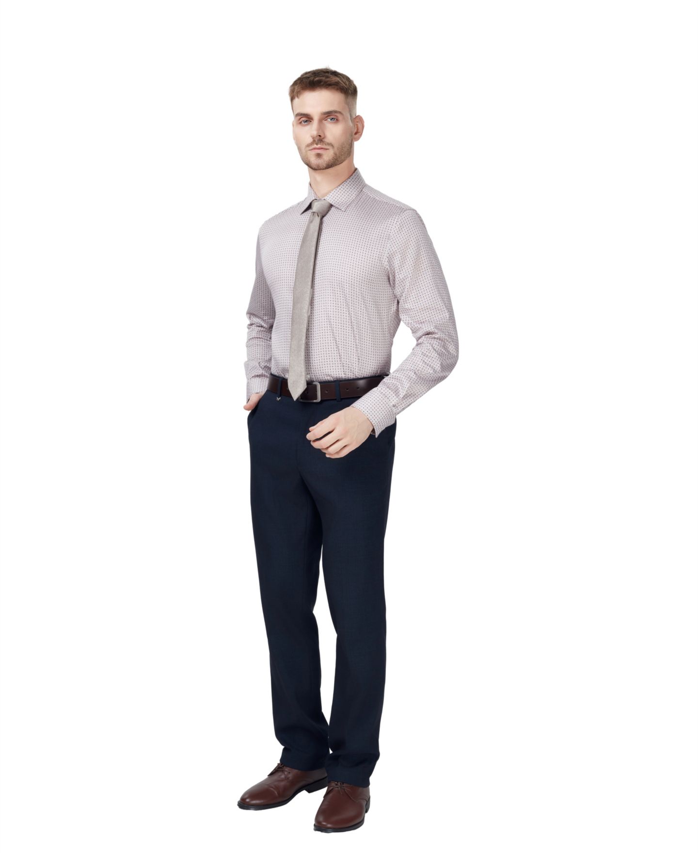 Мужская рубашка Bar III Tono Medal Slim-Fit Dress Shirt, цвет: Фиолетовый — фото 3