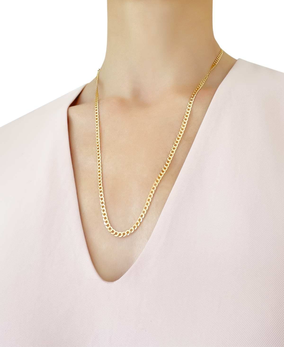 Italian Gold Solid Curb Chain 20" Necklace in 10k Yellow Gold