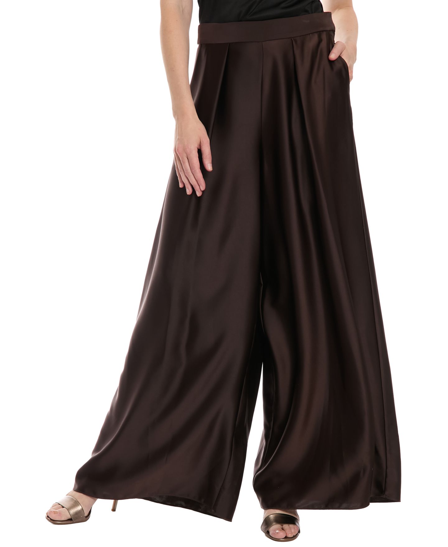 Женские брюки Muse High-Waisted Pleated Wide-Leg, цвет: Java — фото 1