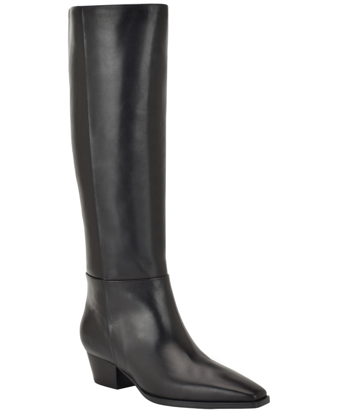 Женские ботинки Calvin Klein Varcey Tall Leather Block Heel, цвет: Чёрный кожаный — фото 1