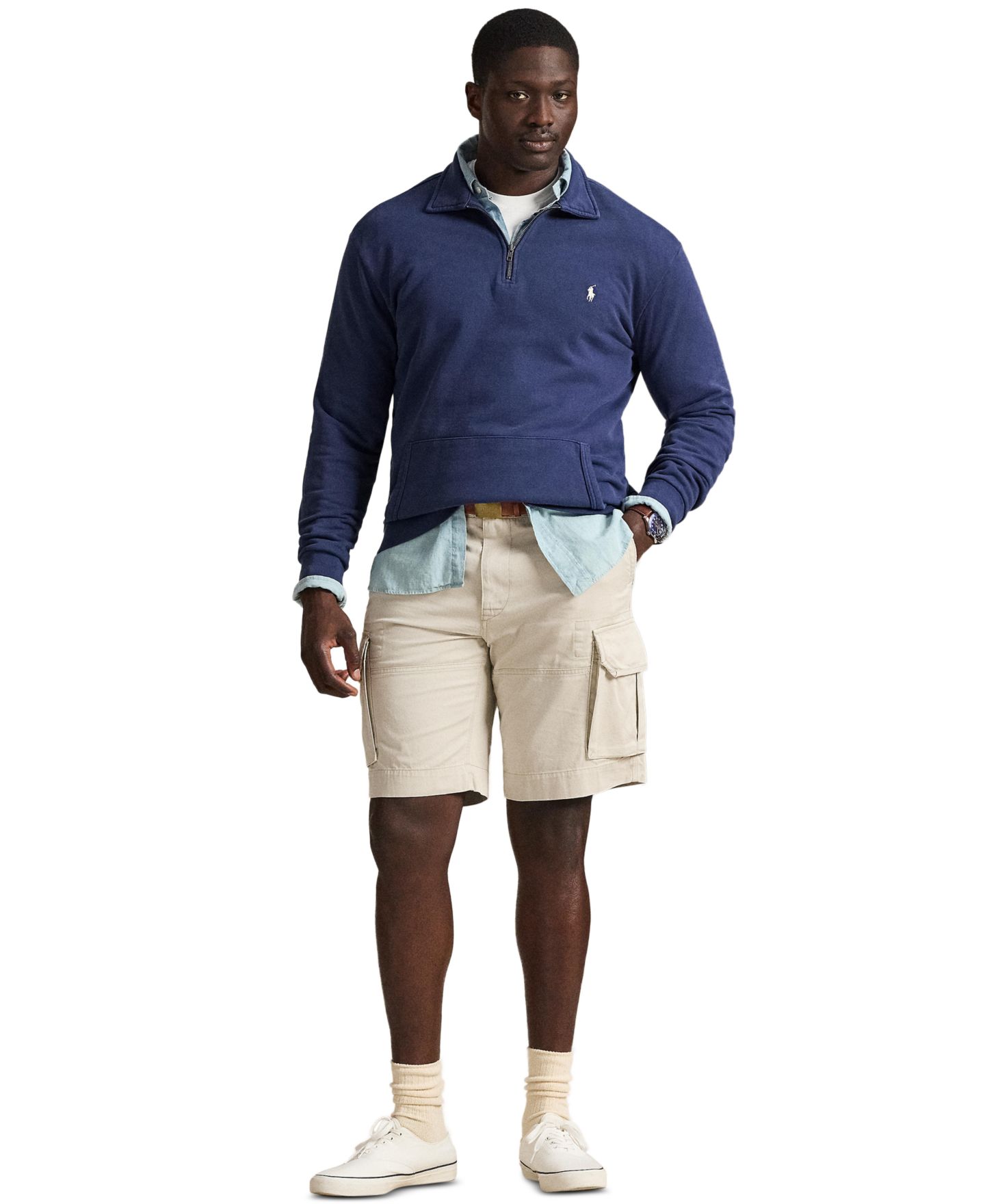 Мужские шорты Polo Ralph Lauren Big & Tall Gellar Classic-Fit Twill Cargo, цвет: Серо-бежевый — фото 2