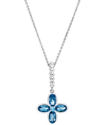 Blue Topaz (1-1/4 ct. t.w.) Flower Pendant Necklace in Sterling Silver