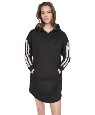 Women's Hooded Textured Tape Logo Shirttail Hem Dress