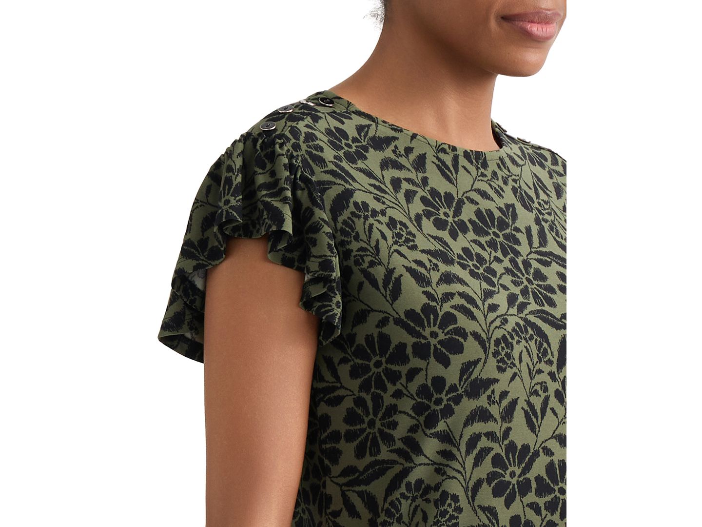Женский топ Jones New York Floral Flutter-Sleeve Top, цвет: Зелёный — фото 4