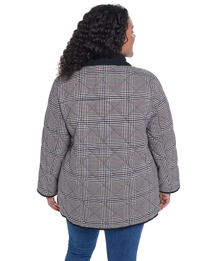 Plus Size Quilted Hooded Corduroy Collar Coat - thumbnail 5