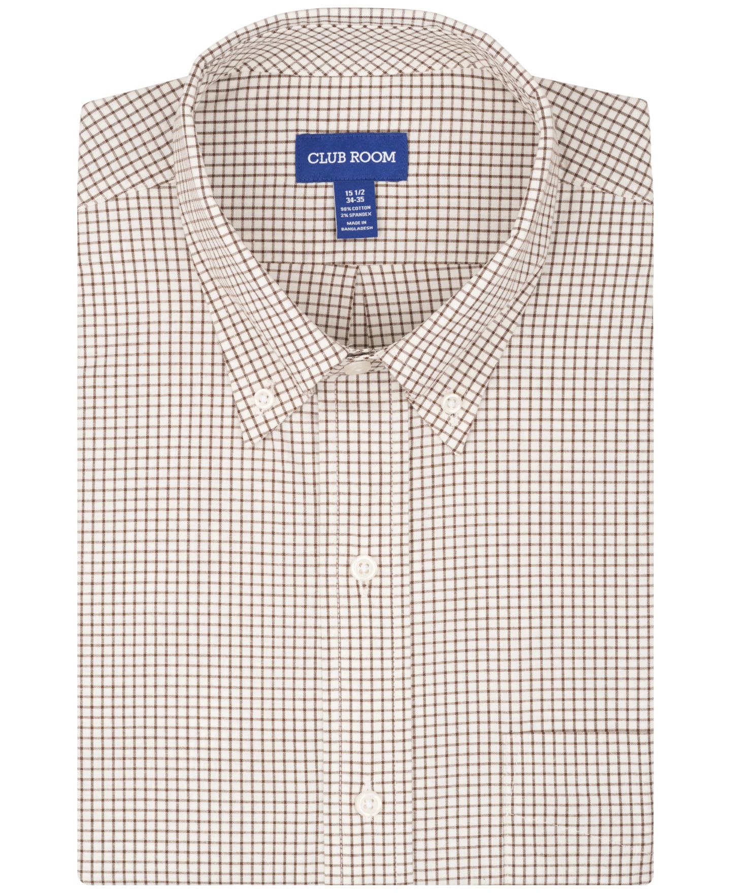 Мужская рубашка Club Room Regular-Fit Brown Plaid Dress Shirt, цвет: Коричневый клетчатый — фото 8