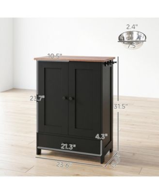 Dog Feeding Station Cabinet with Hidden Raised Bowls and Adjustable Panel