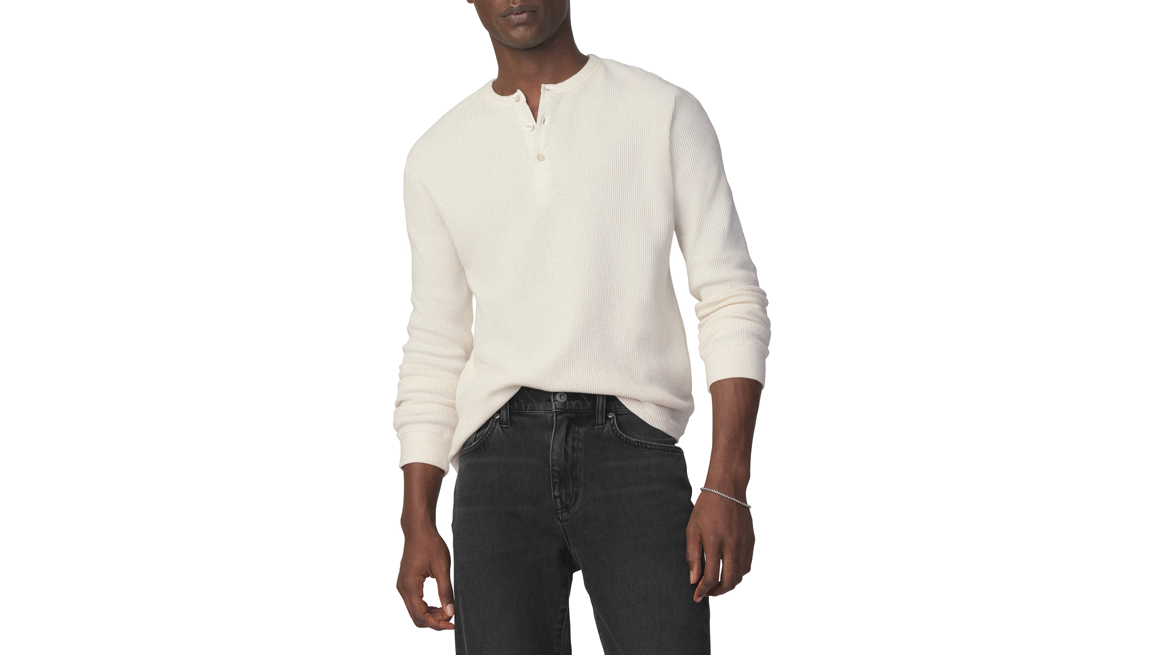 Joe's Jeans Men's Long-Sleeve Henley Waffle T-Shirt